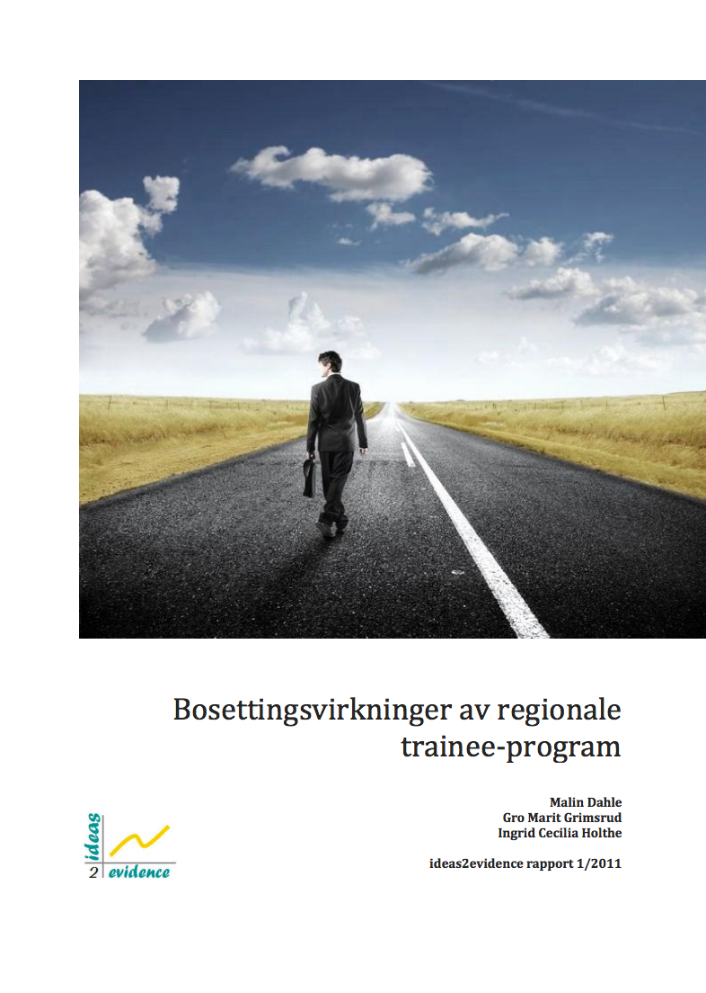 Framside av rapporten Bosettingsvirkninger av regionale trainee-program