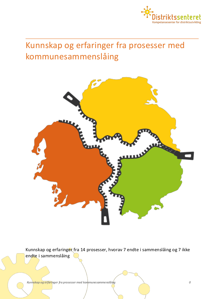 Omslaget på rapporten Kunnskap og erfaringer fra prosesser med kommunesammenslåing