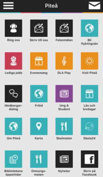 Skjermdump fra Piteå kommunes app